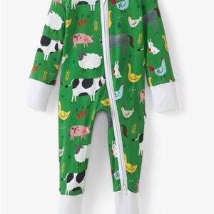 Little Sleepies Green Farm Animal Print One Piece 0-3 months NWT